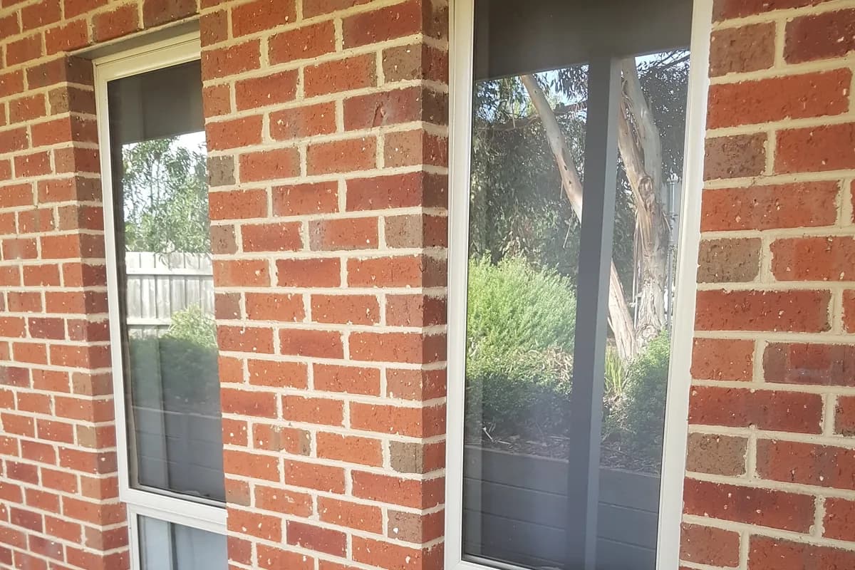 Recent job in Highton: two clean windows set in a red-brick wall, with the garden visible through the glass